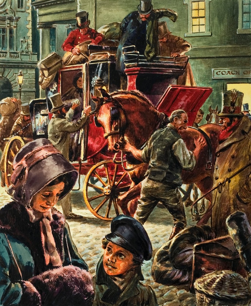 Uma carruagem de correio puxada por cavalos de C.L. Doughty
