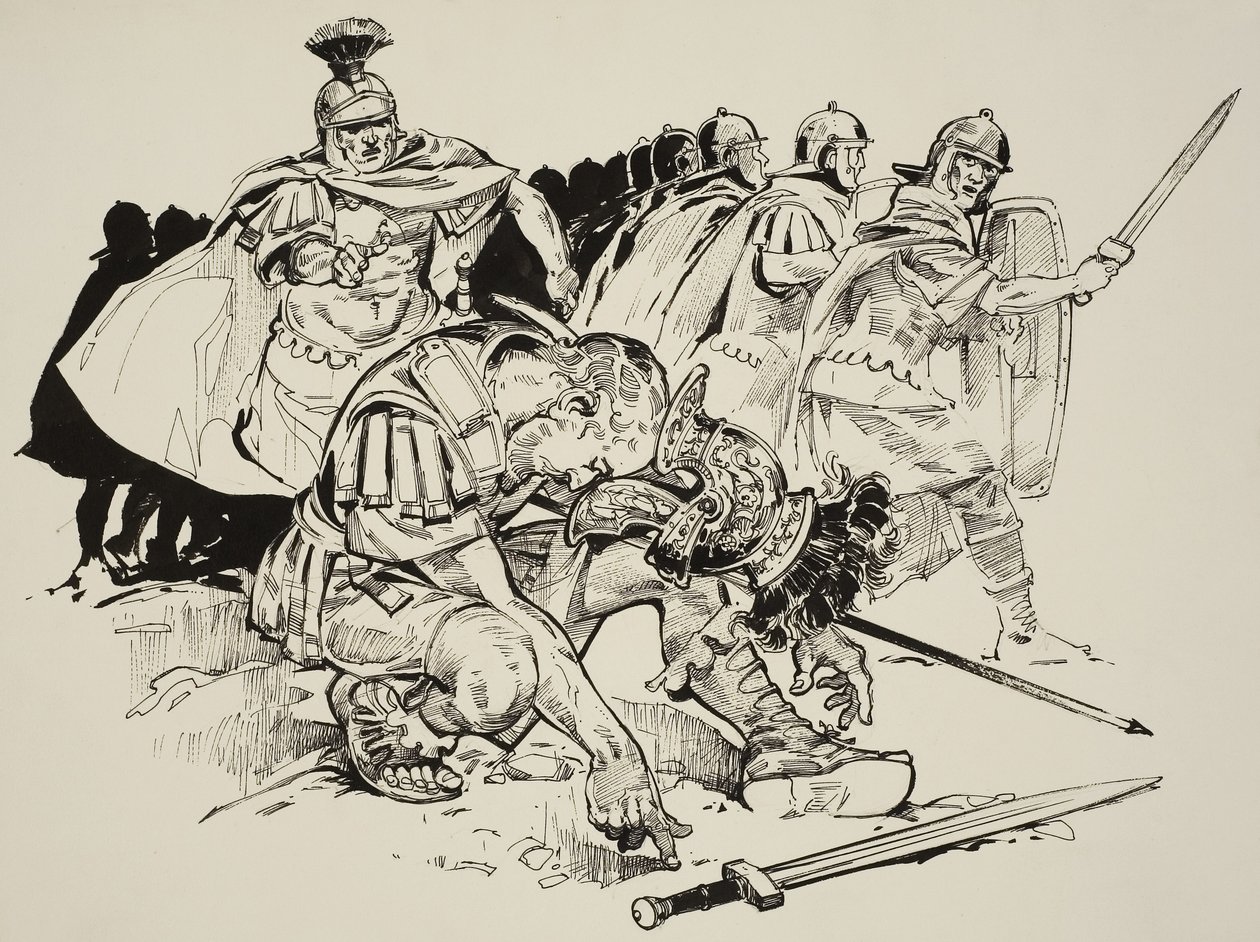 Morte do imperador Juliano (331-63) (guache sobre papel) de C.L. Doughty