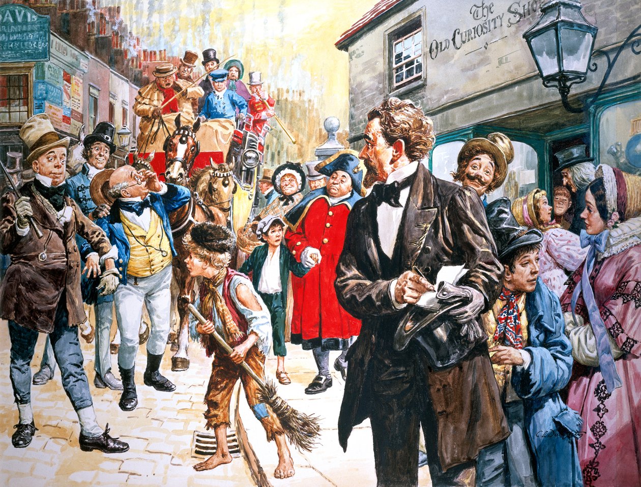 "Old Curiosity Shop" de Charles Dickens escrito em 1840-1 (guache sobre papel) de C.L. Doughty