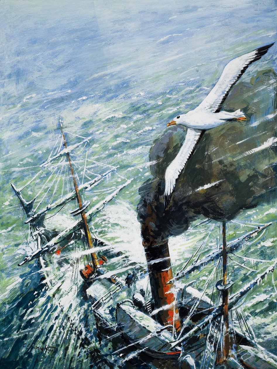Expedição antárctica de Sir Ernest Shackleton no The Quest 1921-22 (guache sobre papel) de C.L. Doughty