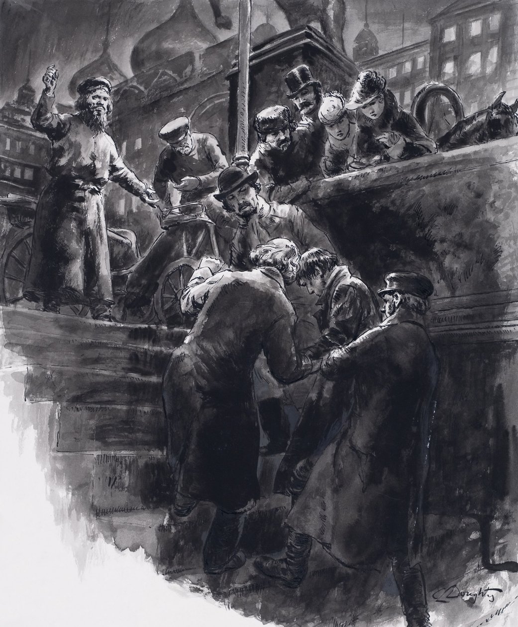 Tentativa de suicídio de Tchaikovsky (guache sobre papel) de C.L. Doughty