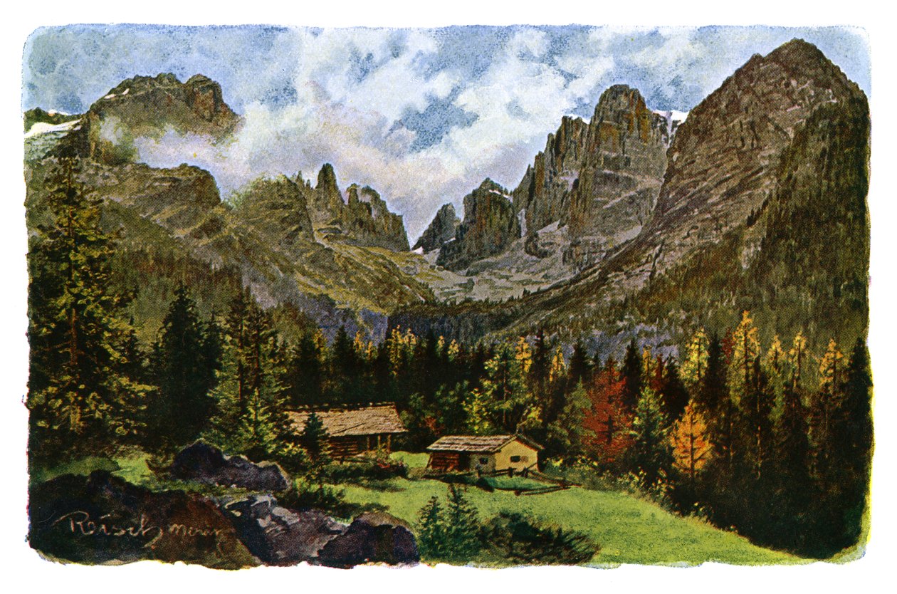 Lago Nambino e o Brentagroup, Tirol, 1901 de CM Reisch