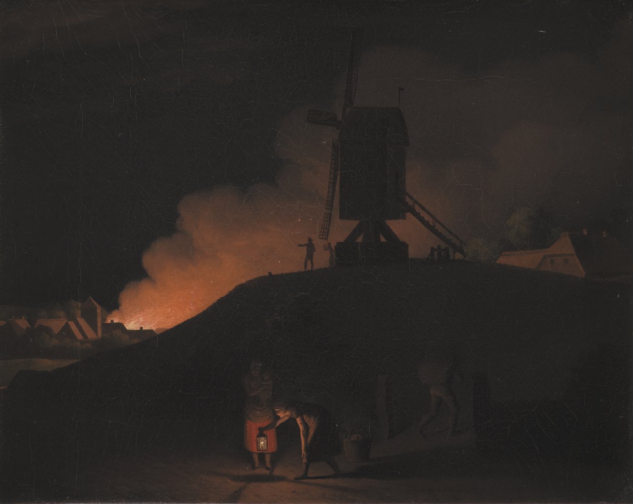 Um incêndio à noite de Christoffer Wilhelm Eckersberg