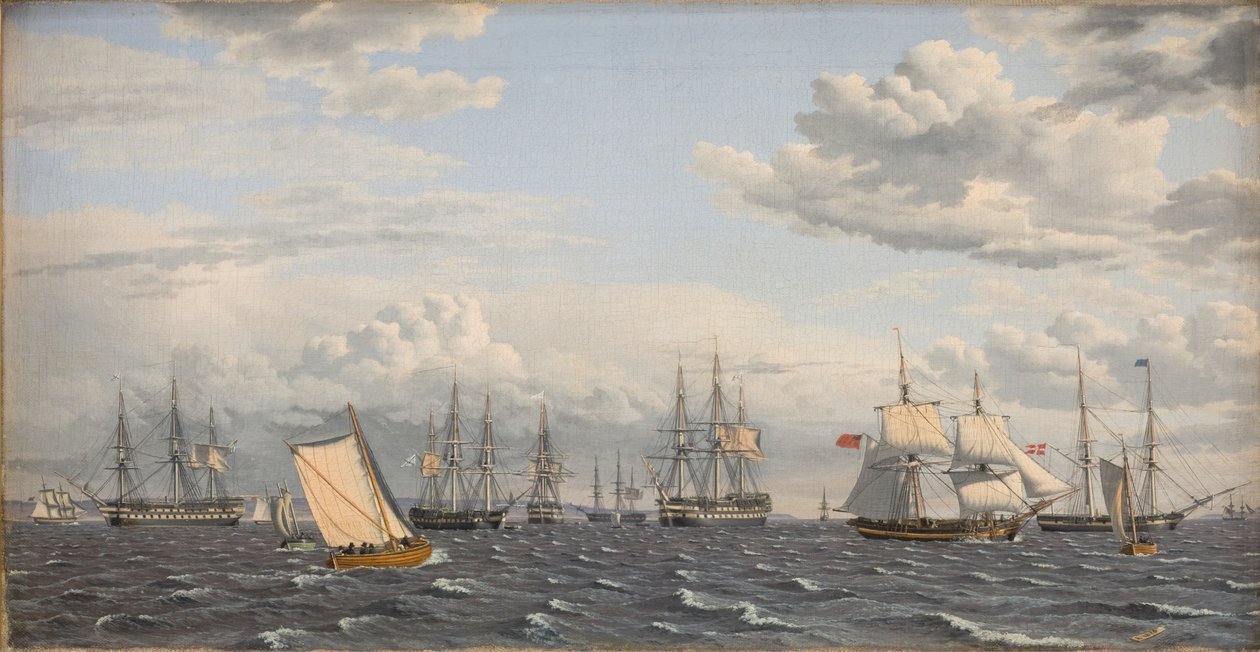 Uma frota russa em Anchor perto de Elsinore de Christoffer Wilhelm Eckersberg