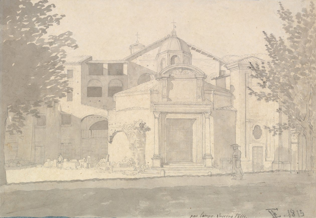 Uma Seção da Via Sacra, Roma A Igreja dos Santos Cosme e Damião, 1814-15. de Christoffer Wilhelm Eckersberg