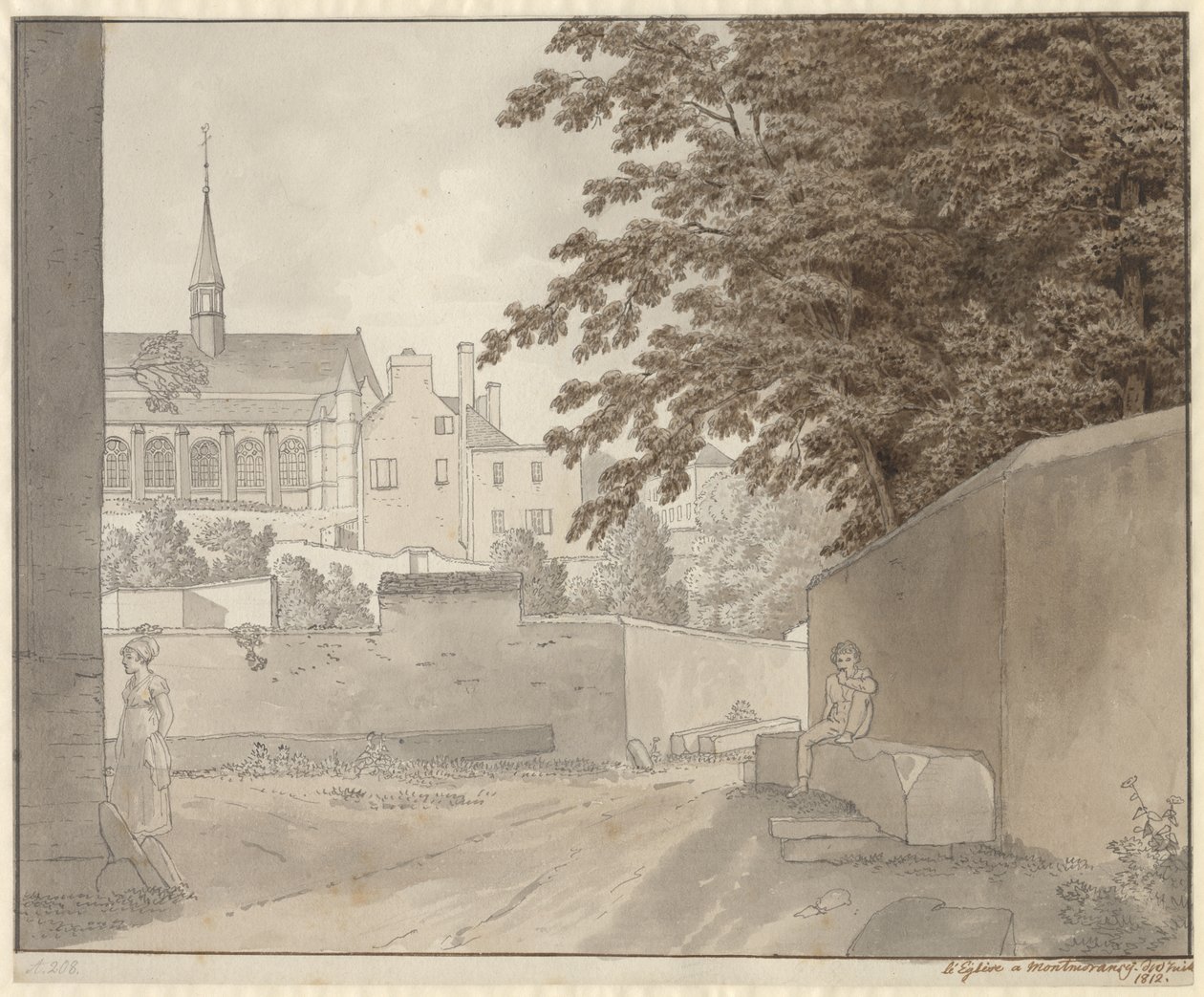 Na igreja de Saint-Martin em Montmorency, ao norte de Paris, 10 de julho de 1812 de Christoffer Wilhelm Eckersberg