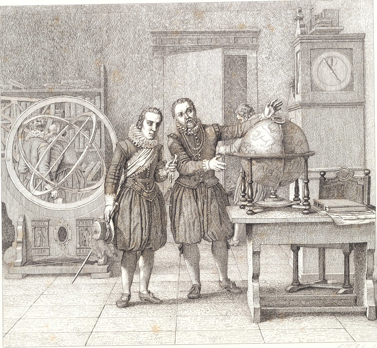 Christian IV visita Tycho Brahe em Uranienborg de Christoffer Wilhelm Eckersberg