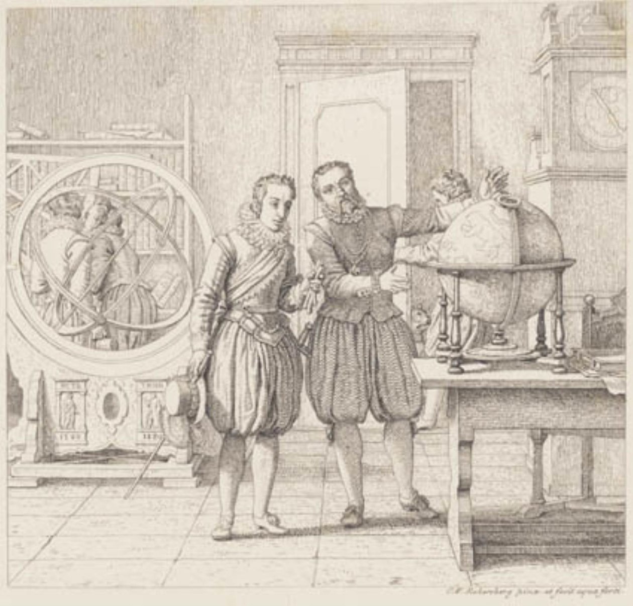 Christian IV visita Tycho Brahe em Uranienborg de Christoffer Wilhelm Eckersberg