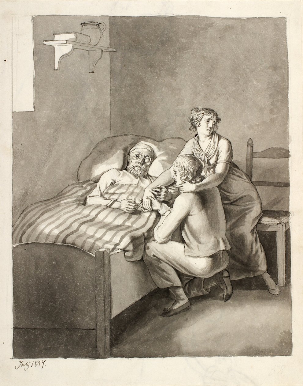 Um pai moribundo une um jovem casal de Christoffer Wilhelm Eckersberg