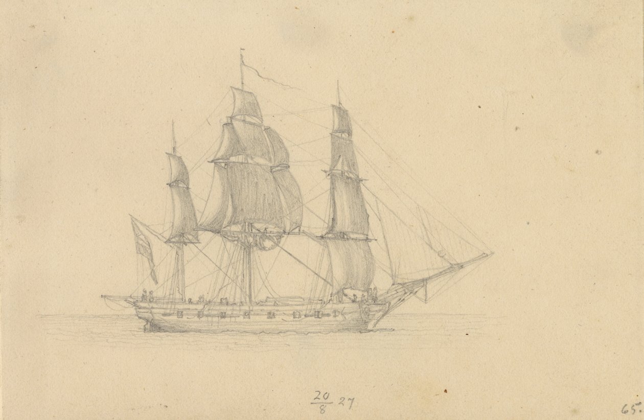 Uma corveta. de Christoffer Wilhelm Eckersberg