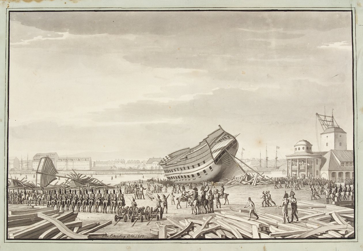 O último ato dos ingleses em Copenhague de Christoffer Wilhelm Eckersberg