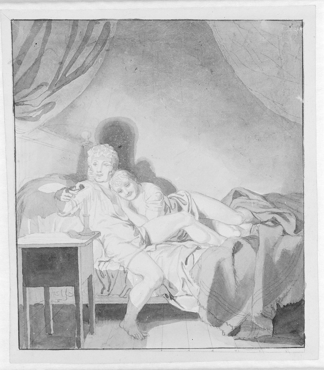 Um casal fofinho na cama de Christoffer Wilhelm Eckersberg