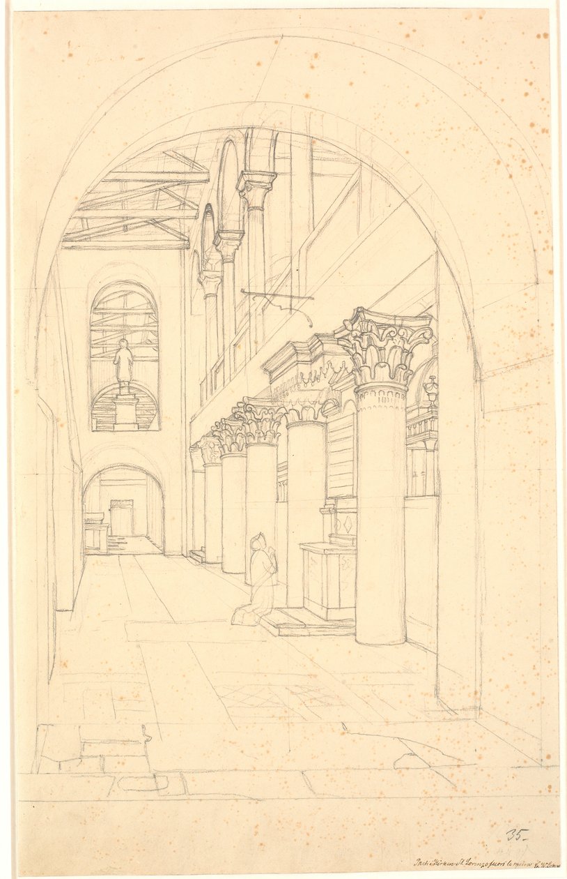 Et parts i kirken S. Lorenzo fuori le Mura, Rom de Christoffer Wilhelm Eckersberg