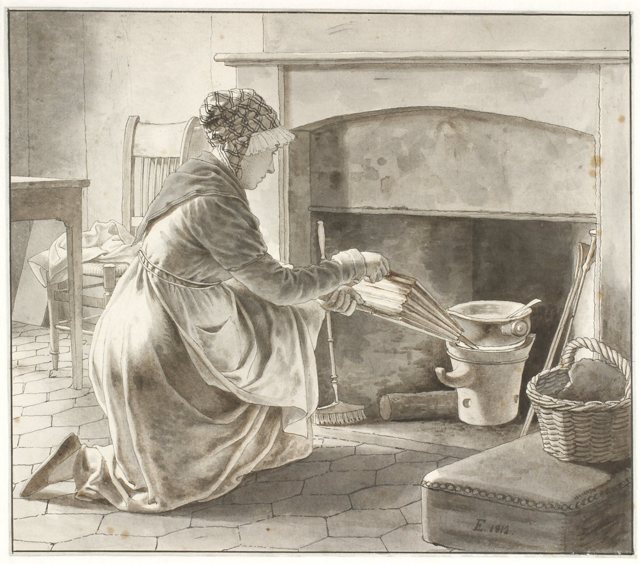 Comida é Preparada. A anfitriã de Eckersberg em Paris (?) de Christoffer Wilhelm Eckersberg