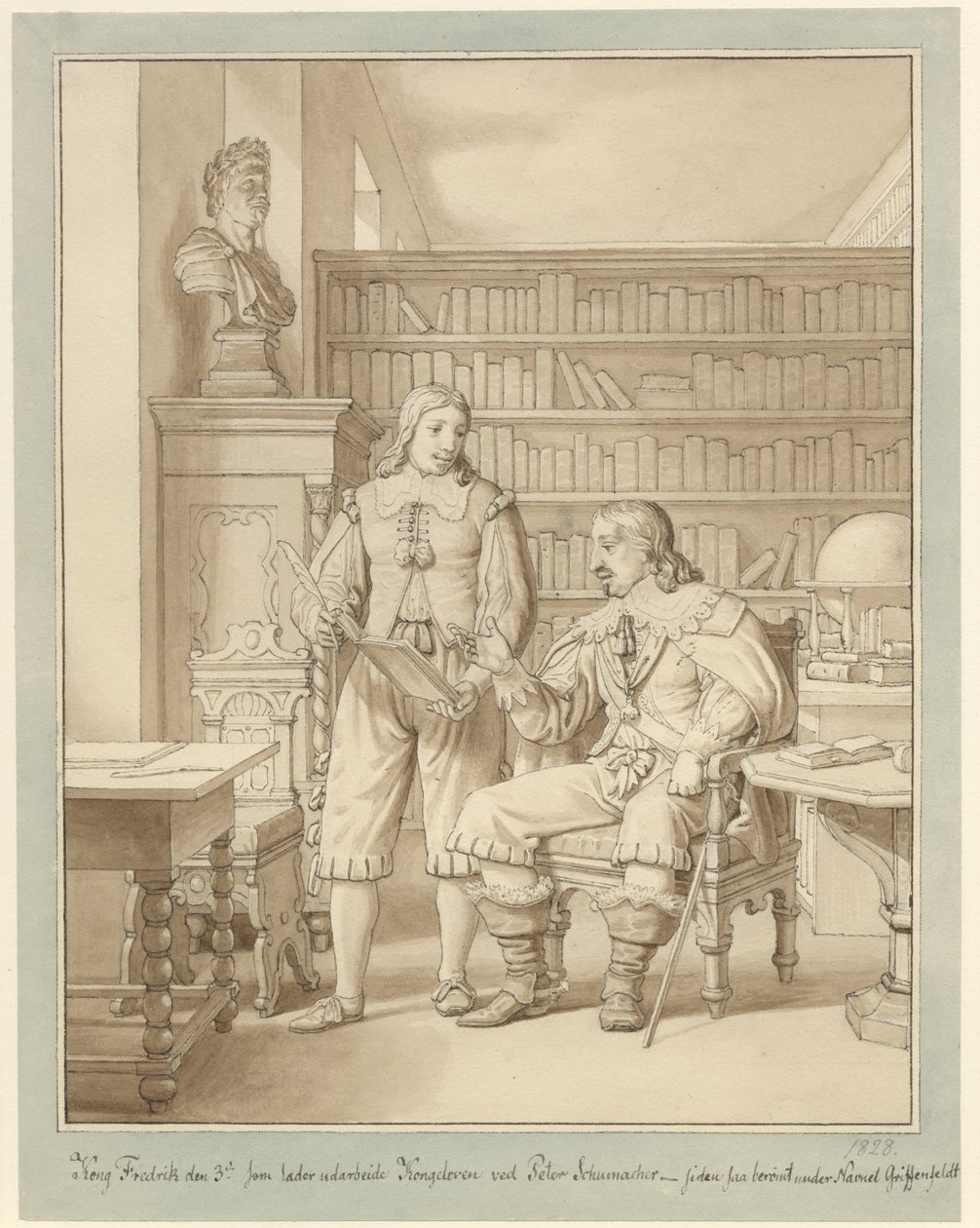 Frederik III tem o Royal Act elaborado por Peder Schumacher. de Christoffer Wilhelm Eckersberg