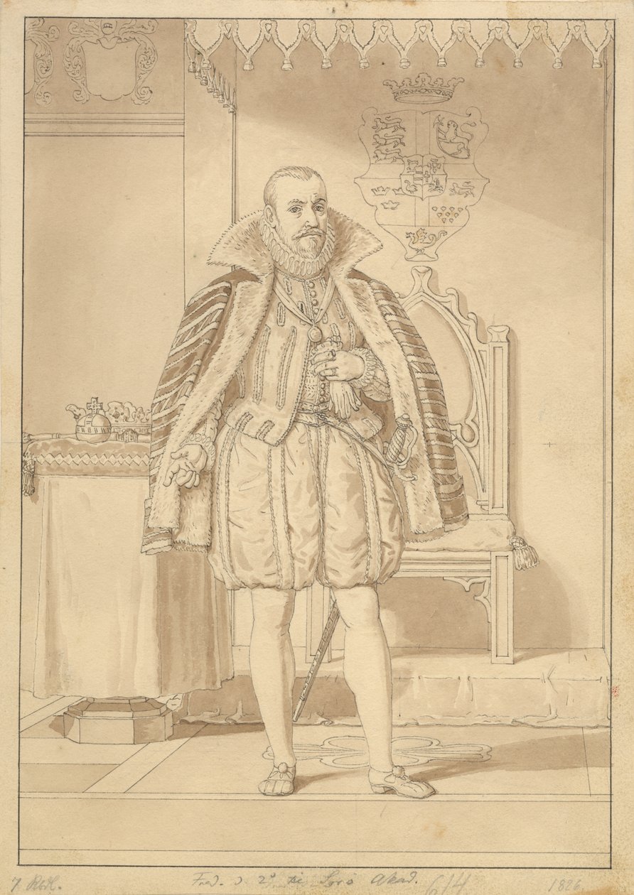 Frederik II em traje de coroação. de Christoffer Wilhelm Eckersberg