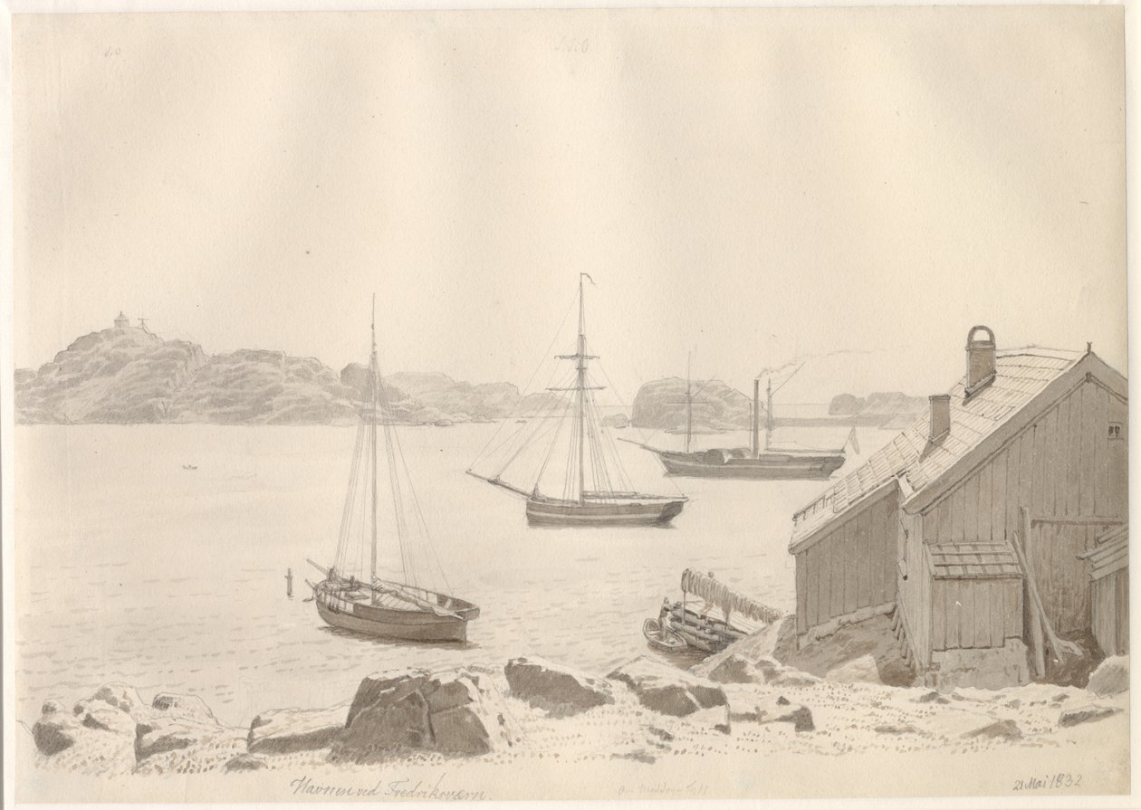 Porto de Frederiksværn em Larviksfjorden, Noruega. de Christoffer Wilhelm Eckersberg