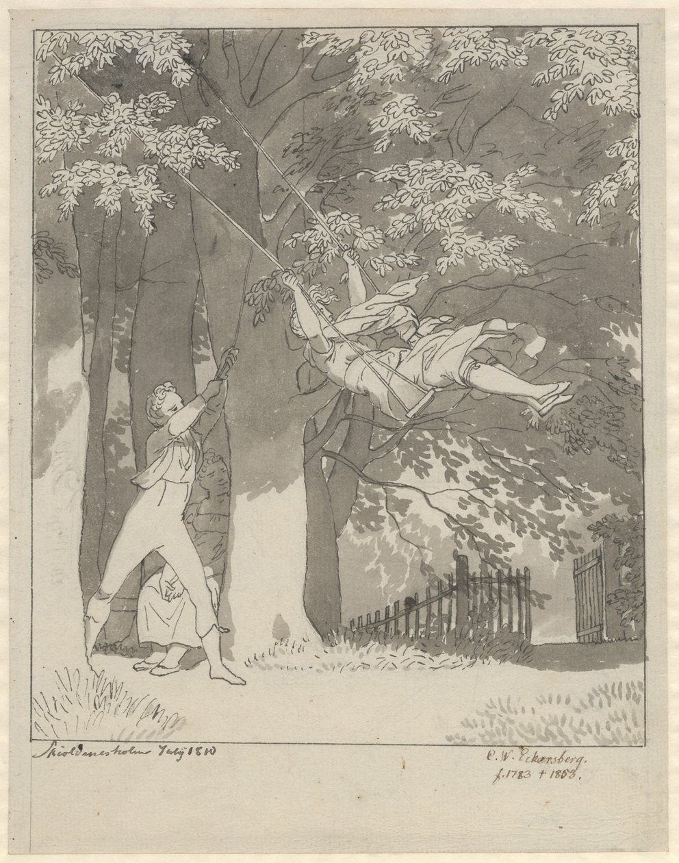 O balanço. Da floresta em Skjoldnæsholm de Christoffer Wilhelm Eckersberg