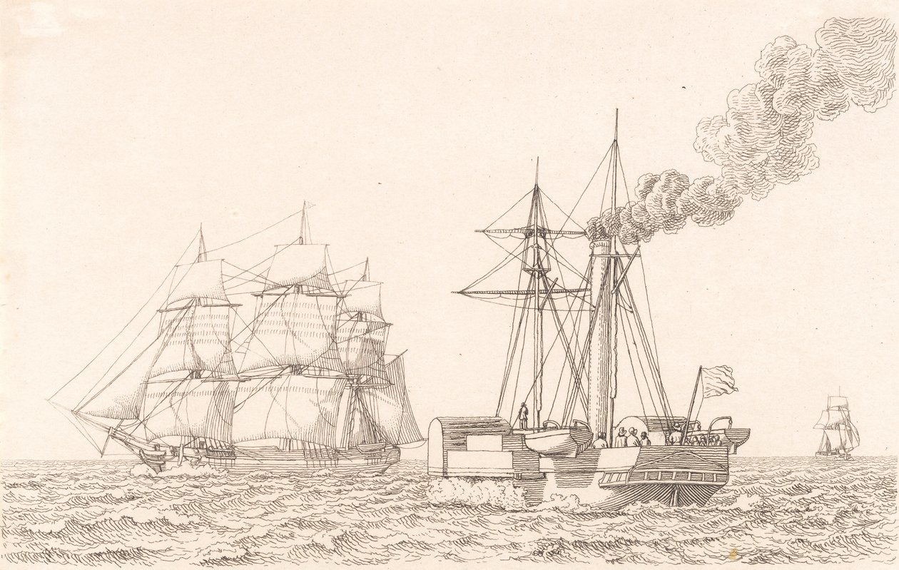 Navio a remo e veleiro de Christoffer Wilhelm Eckersberg