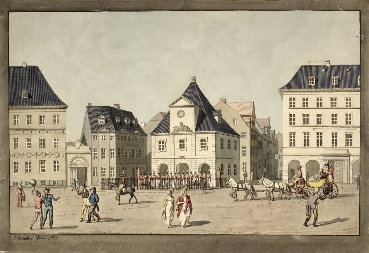 Kongens Nytorv com a guarda principal de Christoffer Wilhelm Eckersberg