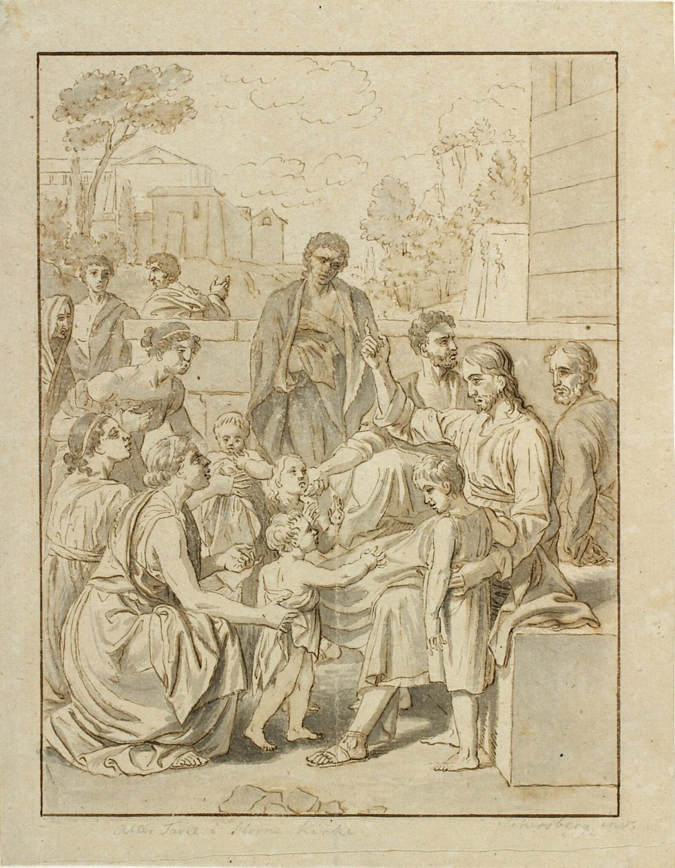 Cristo deixa as criancinhas virem a ele de Christoffer Wilhelm Eckersberg