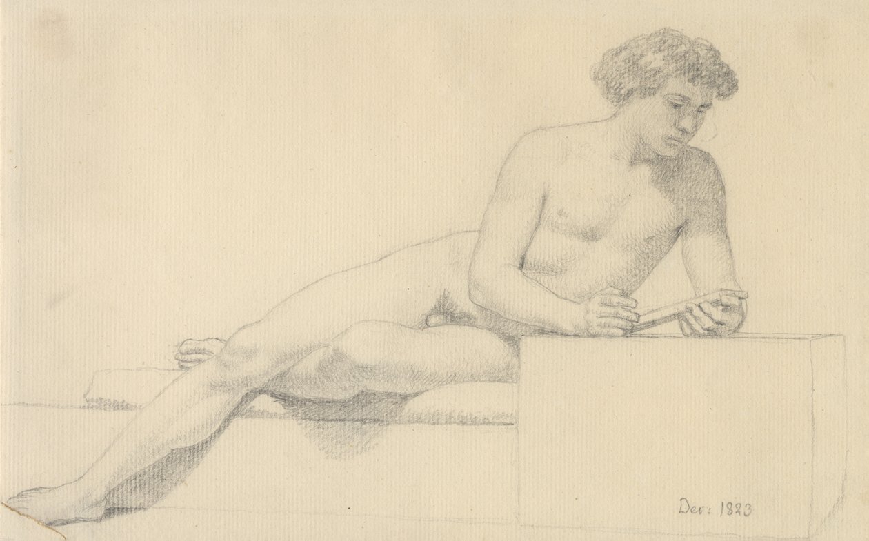 Mentindo modelo masculino. de Christoffer Wilhelm Eckersberg