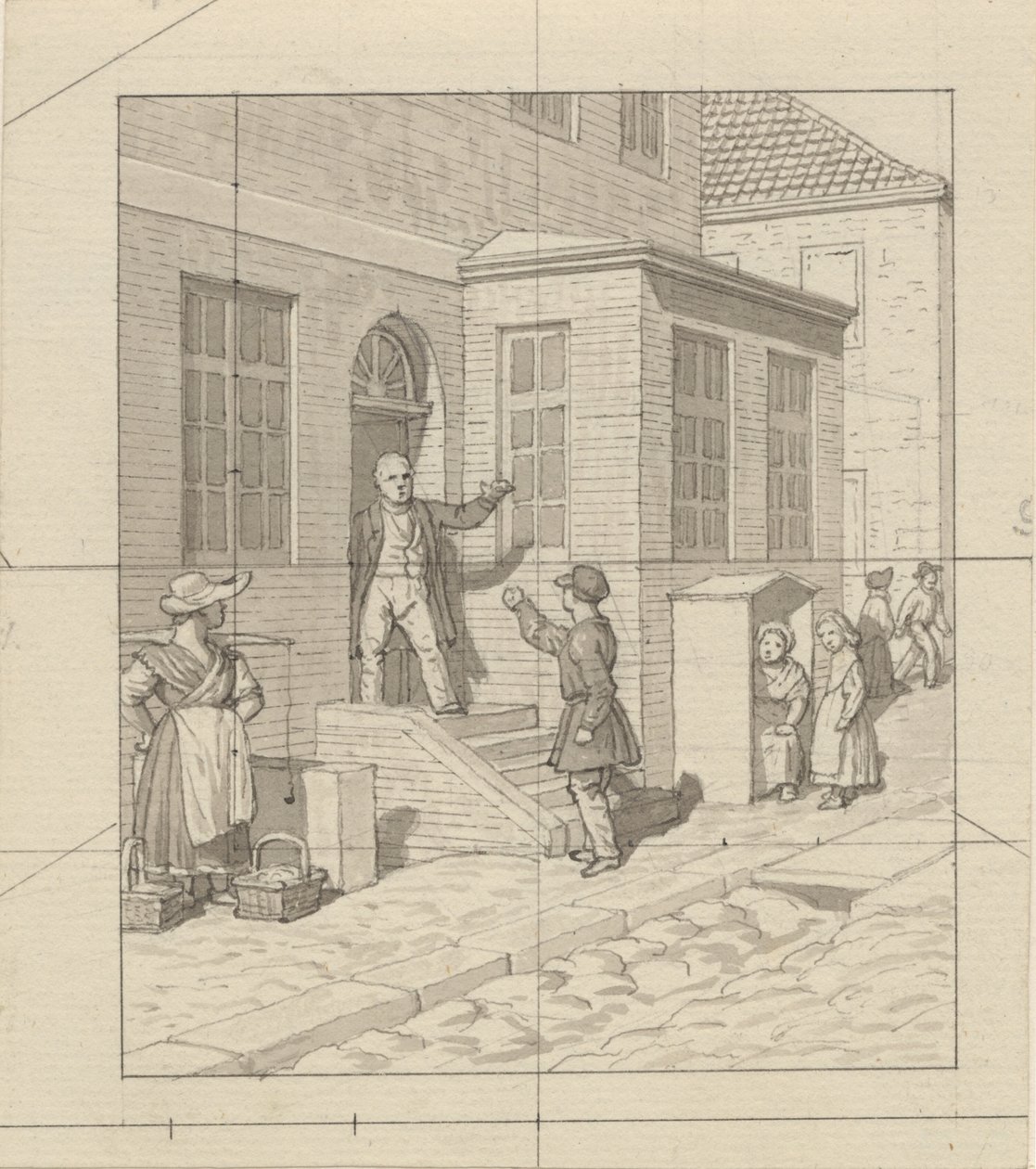 Perspectiva linear, aplicada à arte da pintura - Placa VII, 2 - Argumento sobre os degraus da rua. de Christoffer Wilhelm Eckersberg