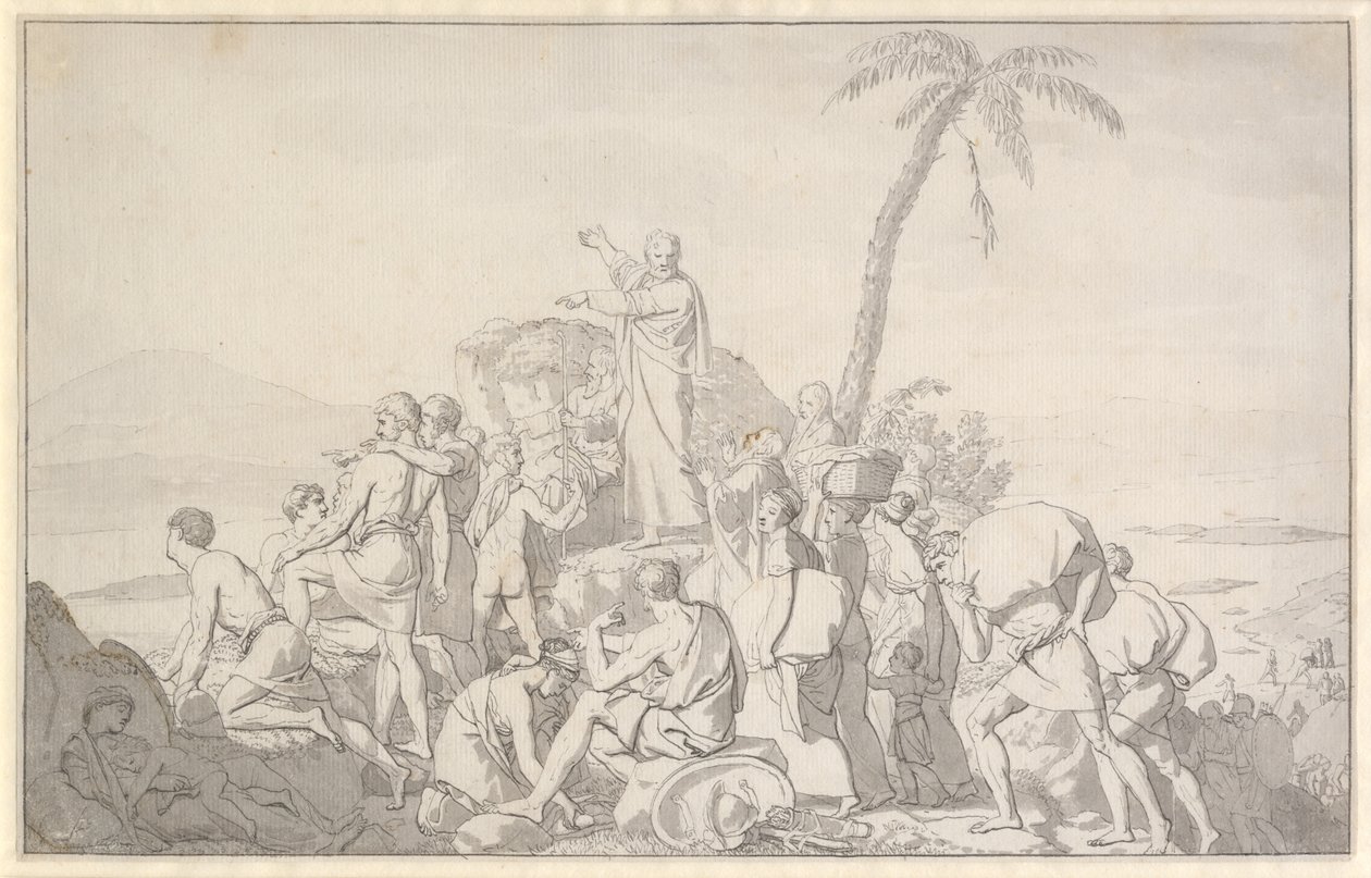 Moisés divide as águas e o exército do faraó é engolido de Christoffer Wilhelm Eckersberg