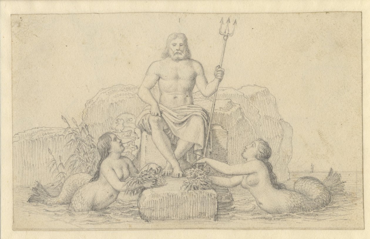 Netuno e duas nereidas. de Christoffer Wilhelm Eckersberg