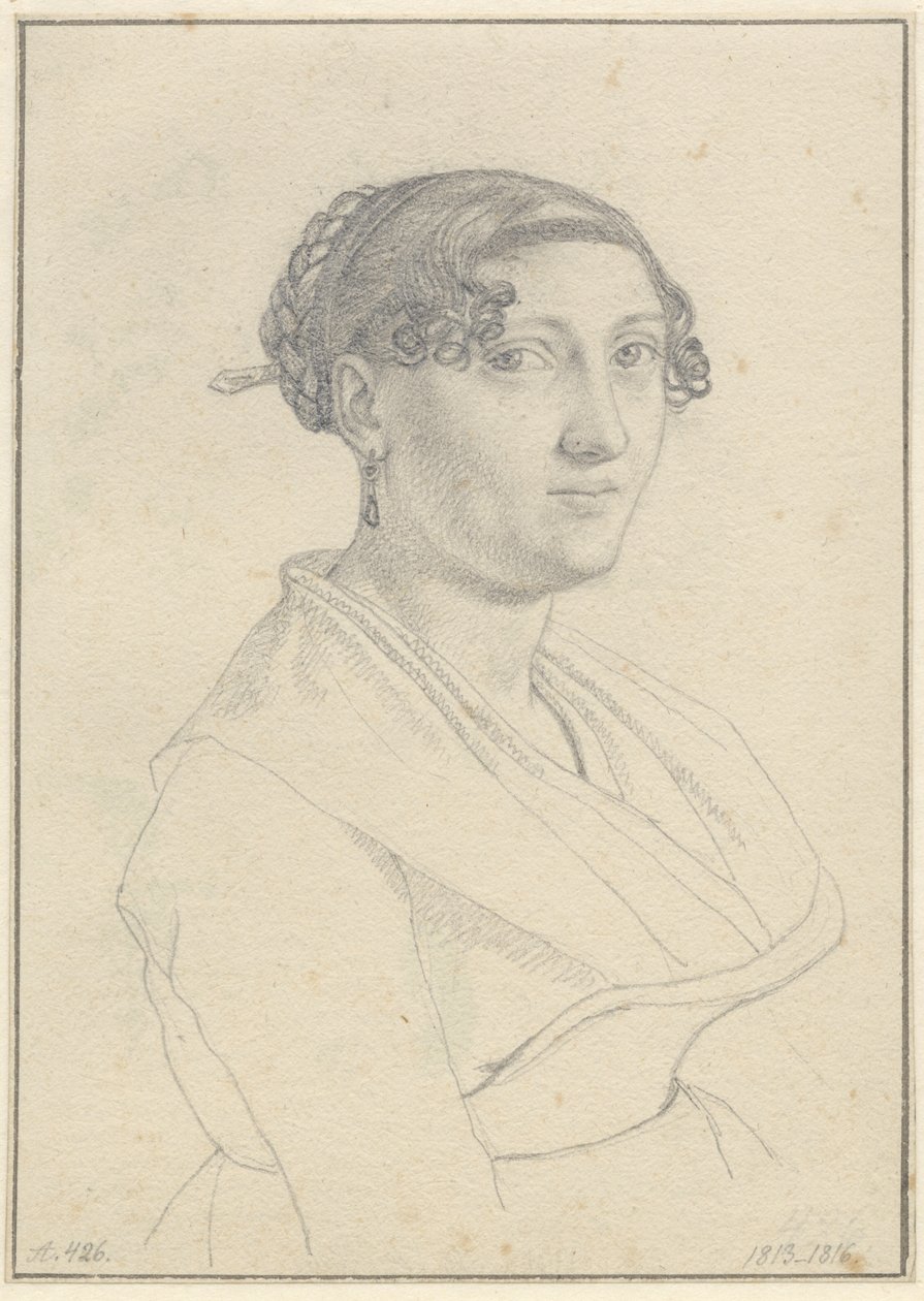 Retrato de uma mulher romana, um rosto virado para a direita. de Christoffer Wilhelm Eckersberg