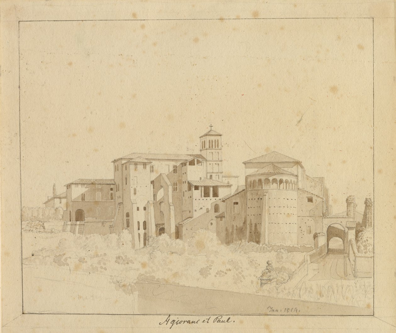 SS. Giovanni e Paolo situado entre a Piazza S. Gregorio, Rom de Christoffer Wilhelm Eckersberg