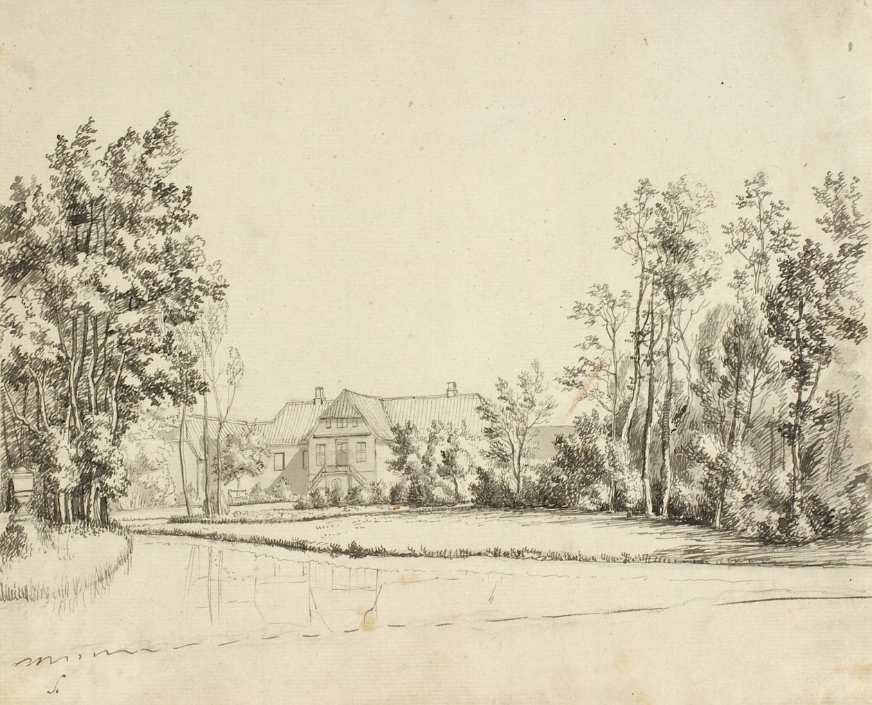 Sanderumgaard visto do jardim de Christoffer Wilhelm Eckersberg
