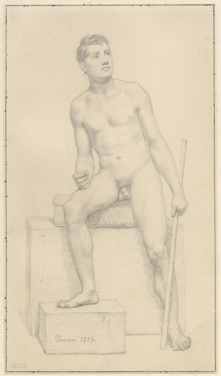 Modelo masculino nu sentado. de Christoffer Wilhelm Eckersberg