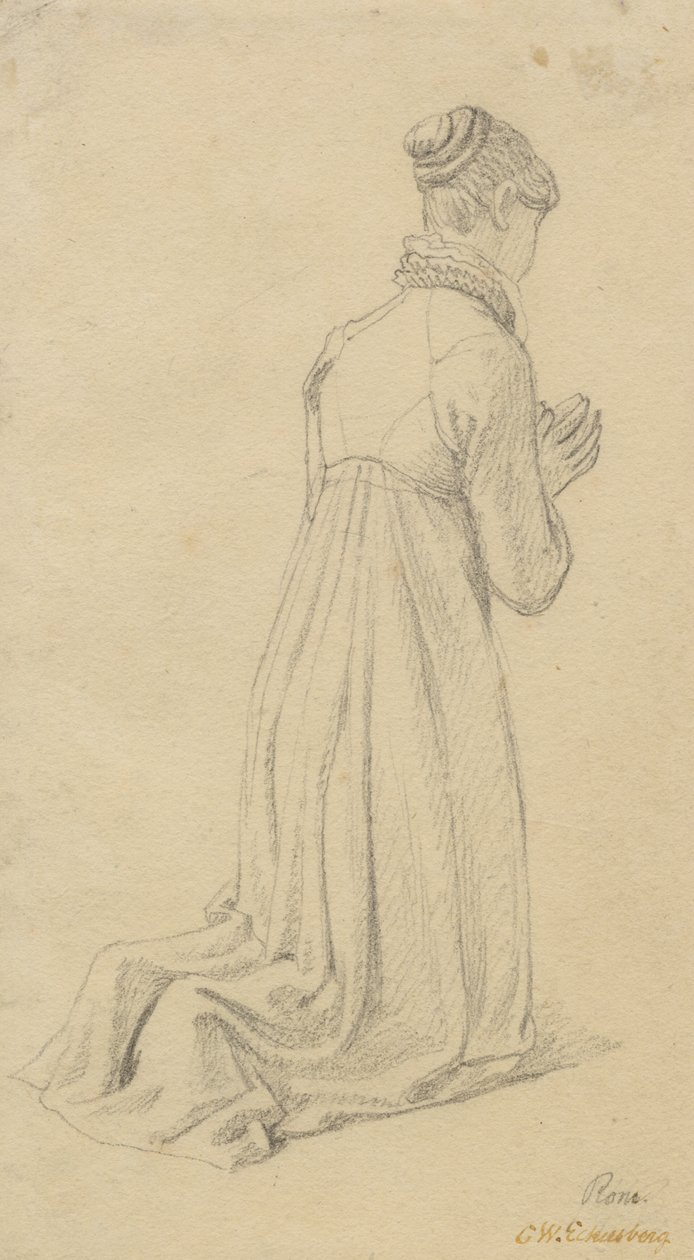 Estudo de uma mulher ajoelhada. de Christoffer Wilhelm Eckersberg