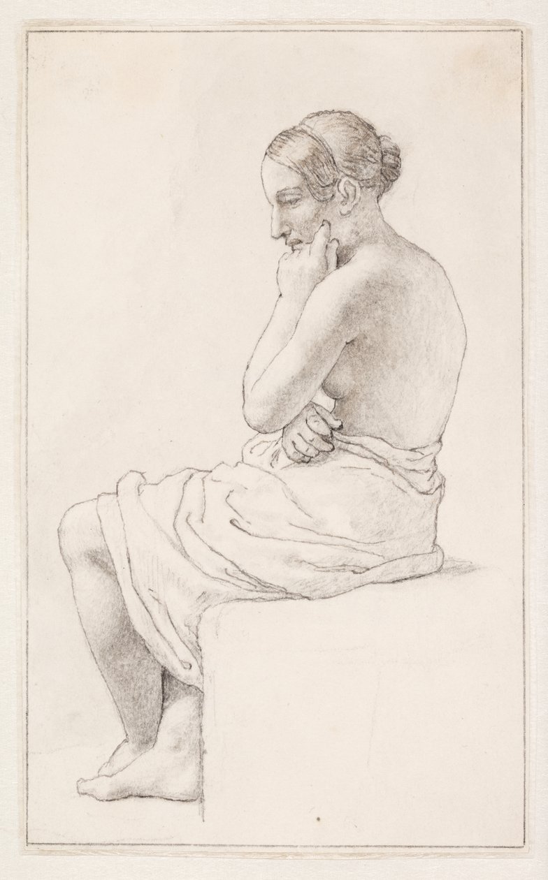 Estudo de uma mulher seminua sentada de Christoffer Wilhelm Eckersberg