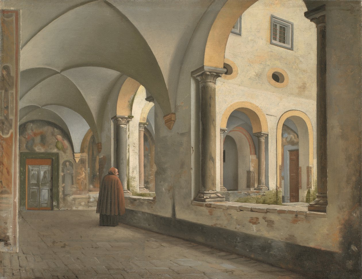 Os Claustros do Mosteiro Franciscano Santa Maria in Aracoeli em Roma de Christoffer Wilhelm Eckersberg