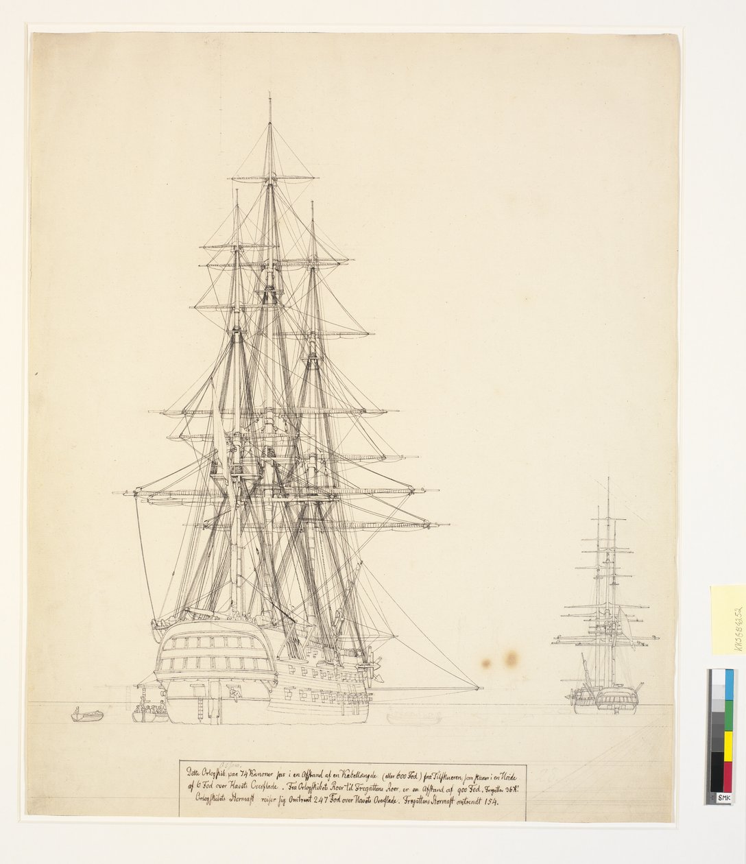 O navio russo da linha "Asow" e uma fragata em âncora nas estradas de Elsinore de Christoffer Wilhelm Eckersberg