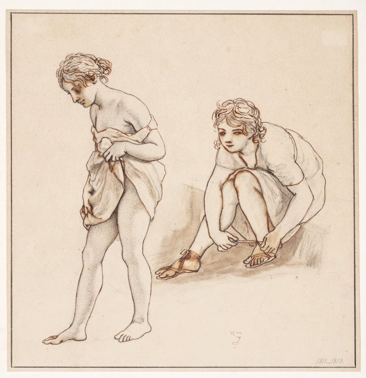 Dois estudos de uma mulher seminua de Christoffer Wilhelm Eckersberg