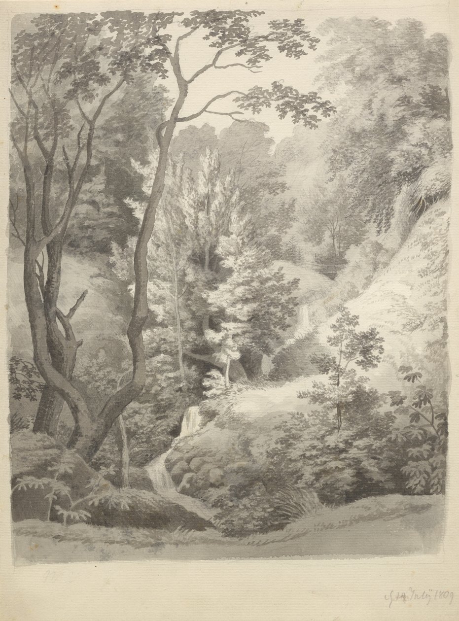 Vista do Parque de Liselund Manor na Ilha de Møn de Christoffer Wilhelm Eckersberg