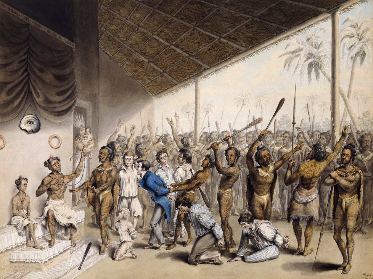 Um chefe nativo que ordena que os europeus sejam mortos, 1817 de C. Bray