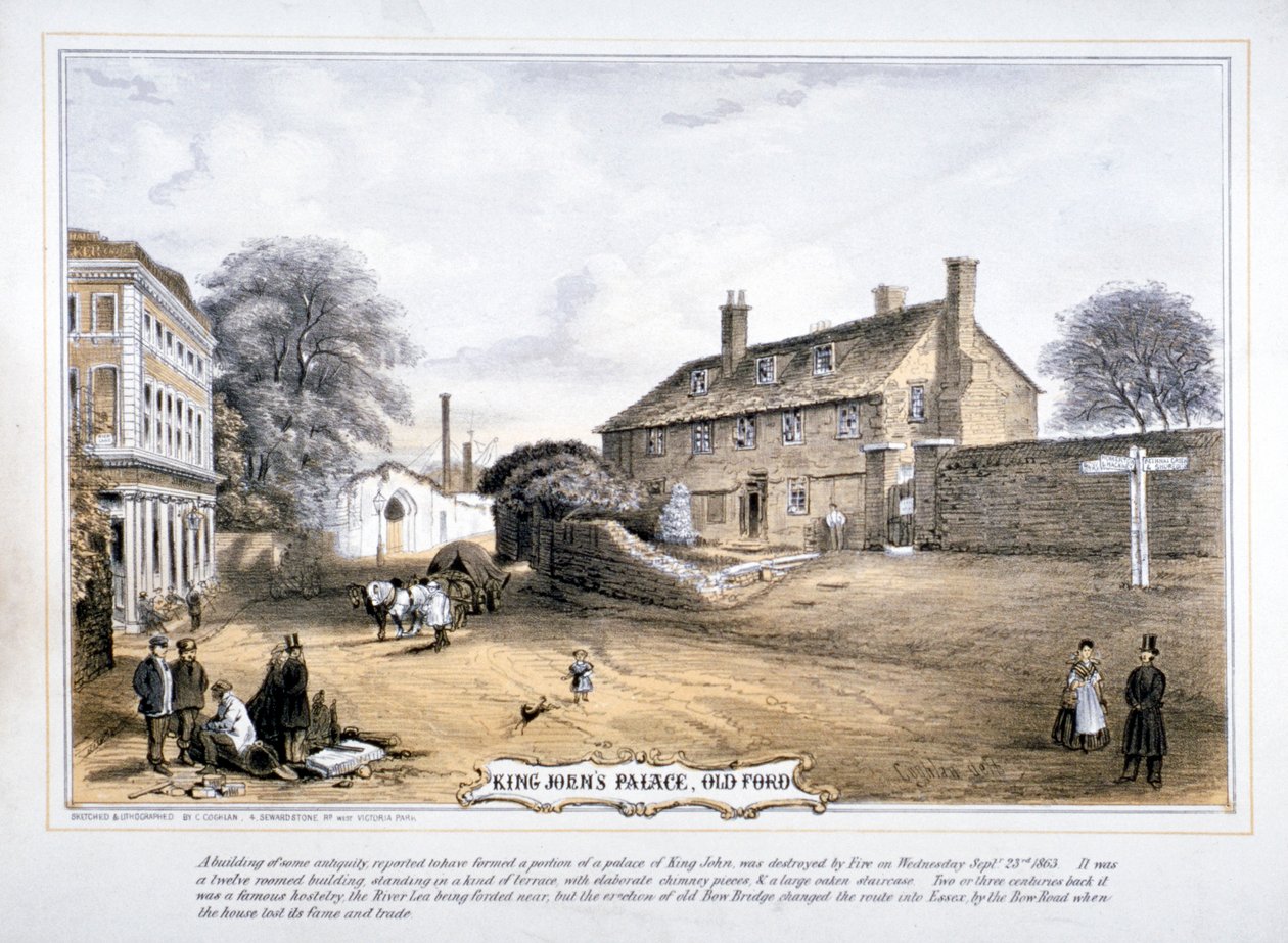 Vista do Palácio do Rei John, Old Ford, Poplar, Londres, c1863 de C Coghlan