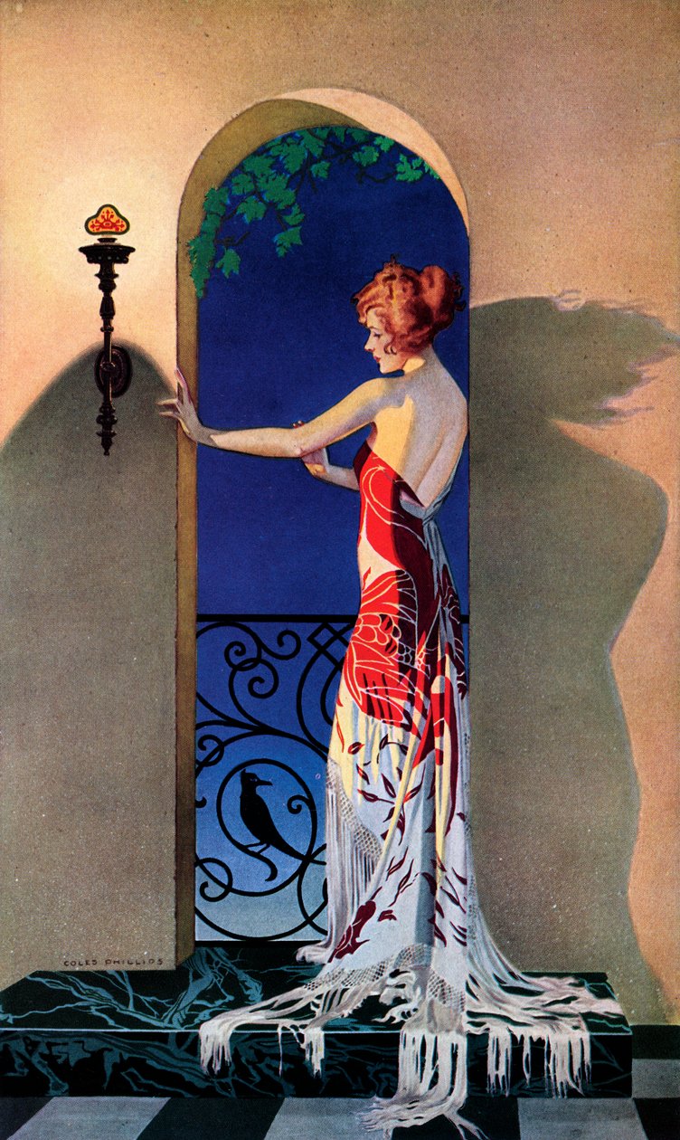 Mulher da moda dos anos 20 na Espanha, c.1925 (serigrafia) de C. Coles Phillips