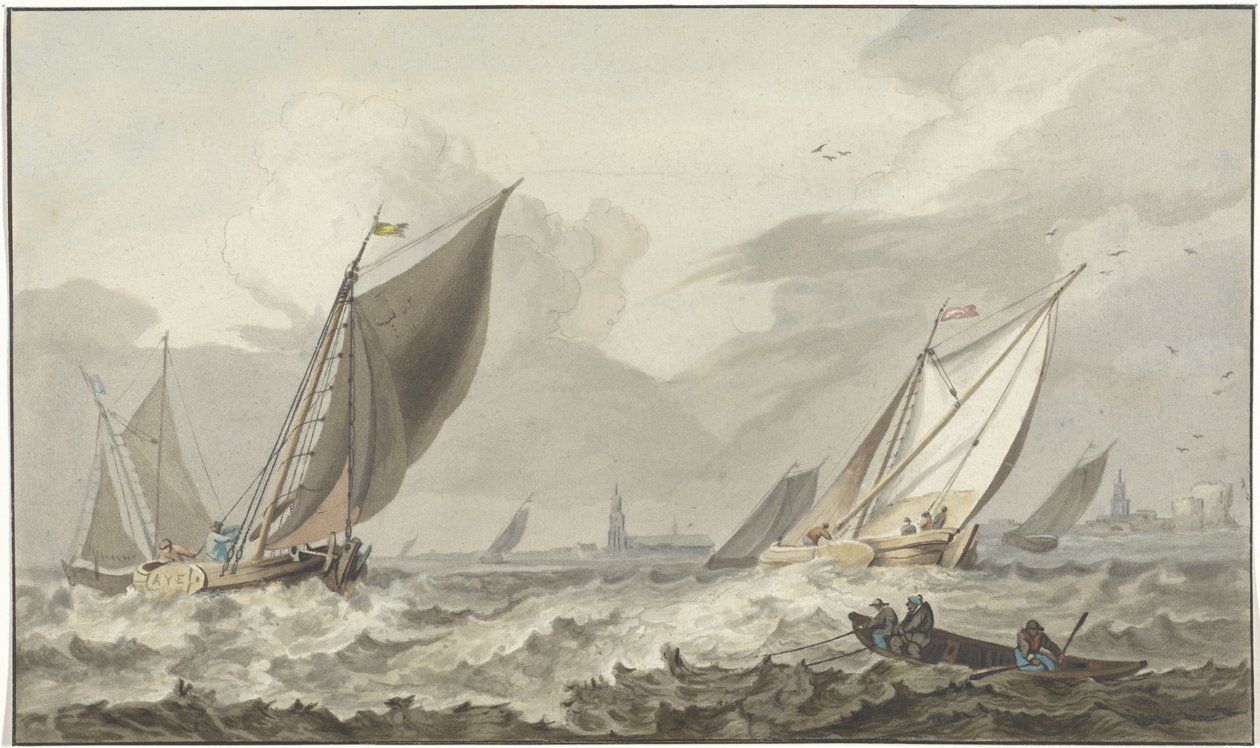 Zuiderzee com Medemblik à frente de C. Dietrich (prentmaker)