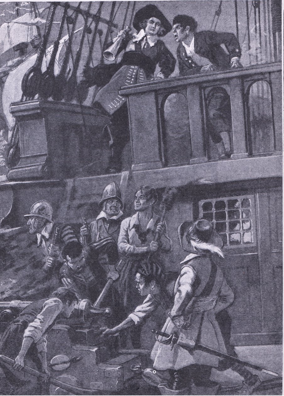 Como o General Blake travou batalhas navais, ilustração do "Romance de Vidas Famosas" de Cassell, c.1940 (litho) de C. Dudley Tennant