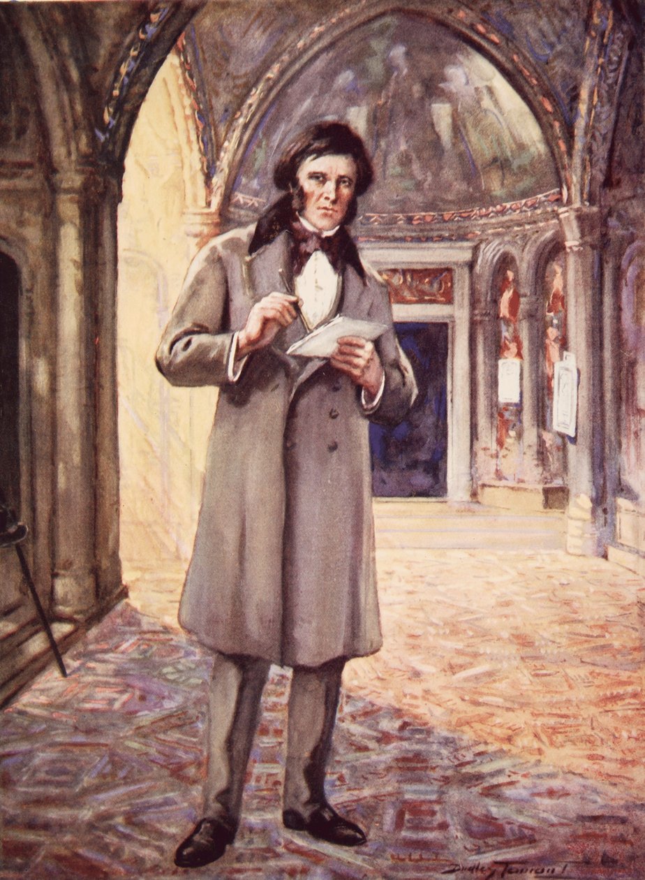 John Ruskin em Veneza (cor litho) de C. Dudley Tennant