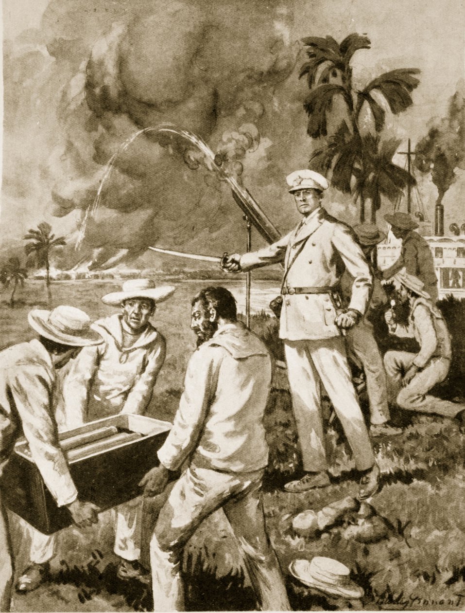 O Destacamento do Foguete na Atbara (litho) de C. Dudley Tennant