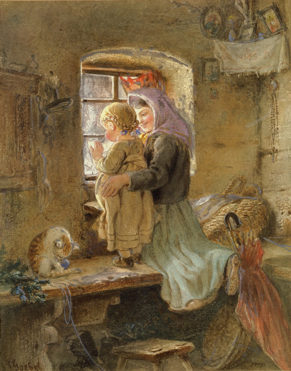 Interior: Camponesa e criança de C. Goebel