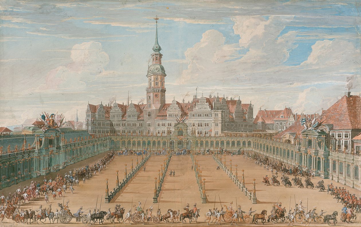 Desfile das corridas do anel das senhoras em 6 de junho de 1709 em Dresden, 1710 de C. H. Fritzsche