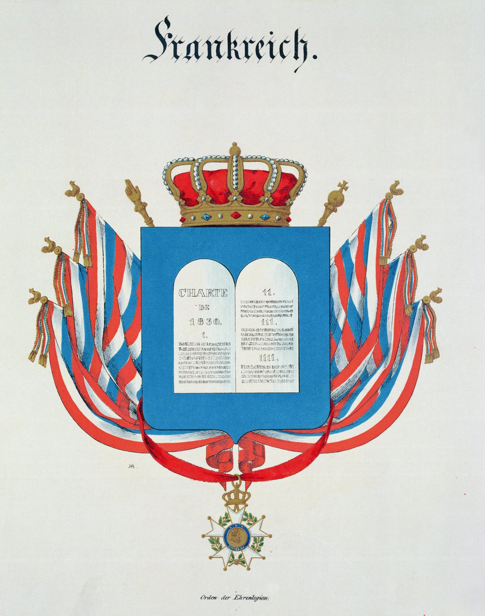 Carta e Pendente da Ordem da Legião Francesa de Honra, de uma coleção de aquarelas publicadas na Alemanha, 1830-33 de C. Hildebrandt