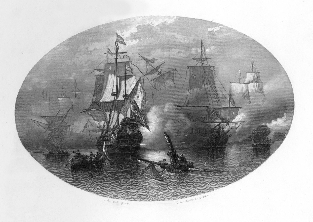 A batalha naval de Sole Bay, 1672, c1870 de Domenico del Barbiere